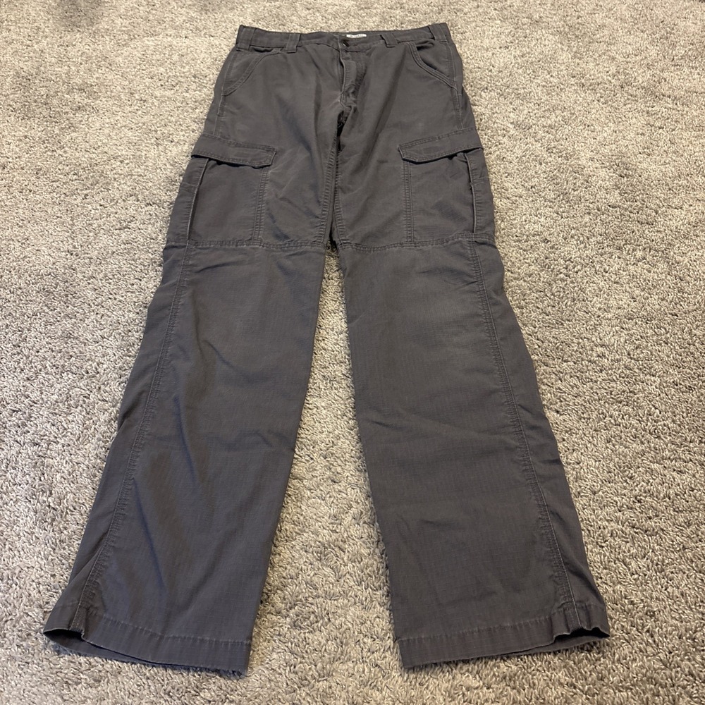 Carhartt Cargo Work Pants Mens 33x36 Gray Force Relaxed Fit Ripstop 104200-029